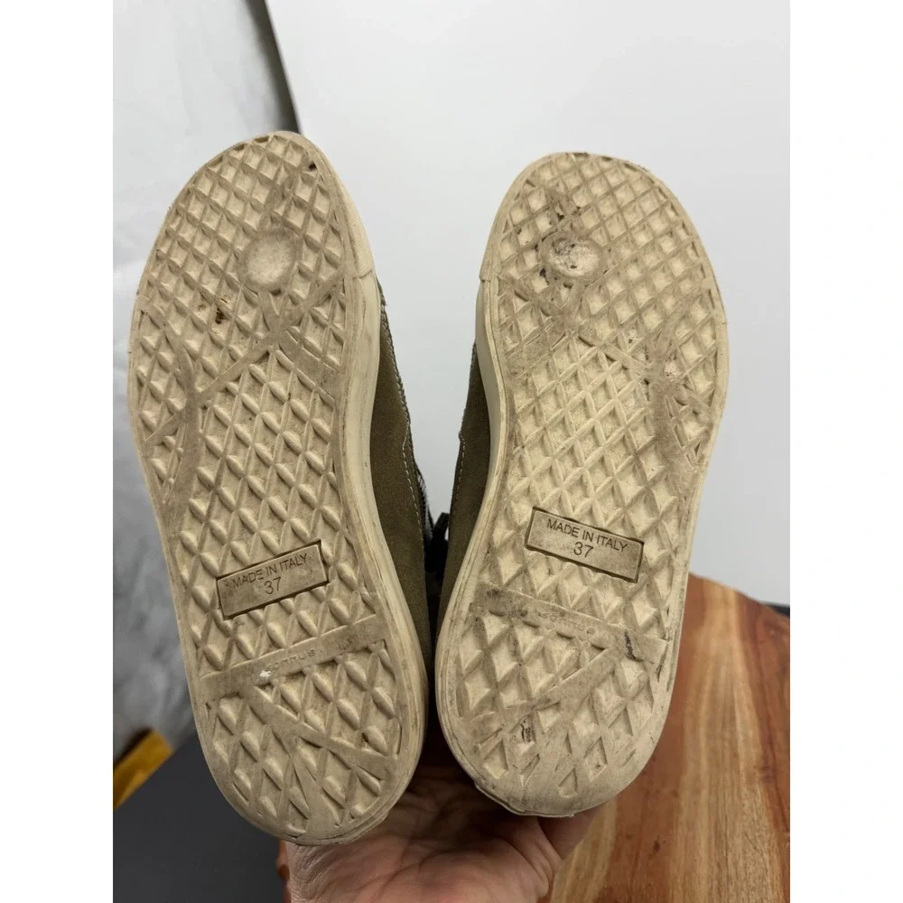 Giuseppe Zanotti Shearling Suede High Top Sneaker Womens 37 7 Olive Green Zipper